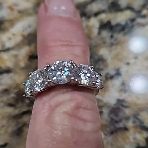 3.6 CARAT 18K Plated Moissanite Diamond Ring 5-stone eternity band size 6